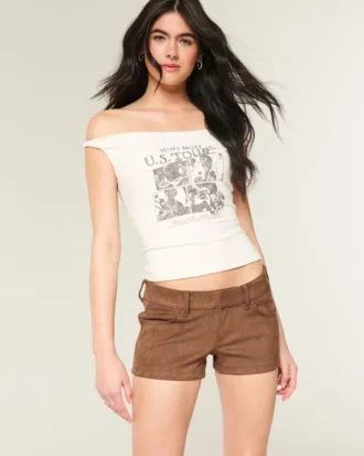 Low-Rise Faux Suede Shortie Shorts