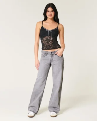 Low-Rise Grey Baggy Jeans