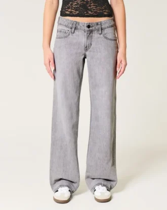 Low-Rise Grey Baggy Jeans