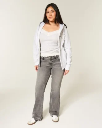 Low-Rise Grey Bootcut Jeans