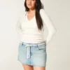 Low-Rise Lace Tie Denim Mini Skort Low-Rise Lace Tie Denim Mini Skort