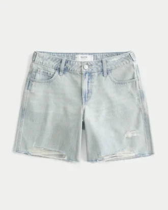 Low-Rise Light Wash Adjustable Waistband Baggy Jort