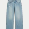 Low-Rise Light Wash Chain Embroidery Baggy Jeans Low-Rise Light Wash Chain Embroidery Baggy Jeans