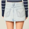 Low-Rise Light Wash Denim Mini Skort Low-Rise Light Wash Denim Mini Skort