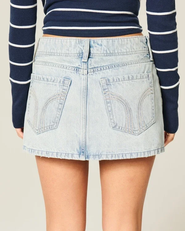 Low-Rise Light Wash Denim Mini Skort Low-Rise Light Wash Denim Mini Skort