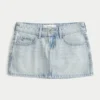 Low-Rise Light Wash Denim Mini Skort Low-Rise Light Wash Denim Mini Skort