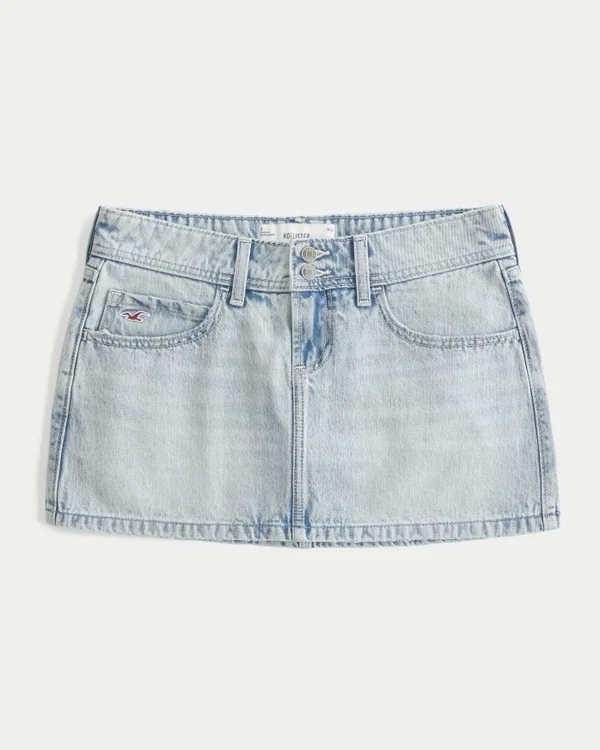 Low-Rise Light Wash Denim Mini Skort Low-Rise Light Wash Denim Mini Skort