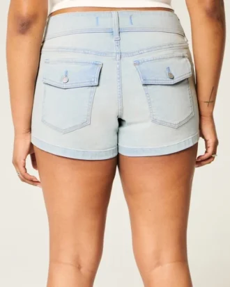 Low-Rise Light Wash Denim Shortie Shorts