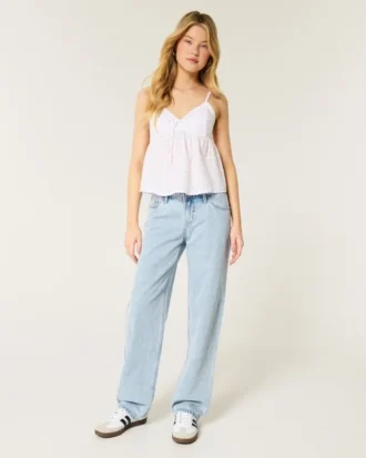 Low-Rise Light Wash Loose Jeans