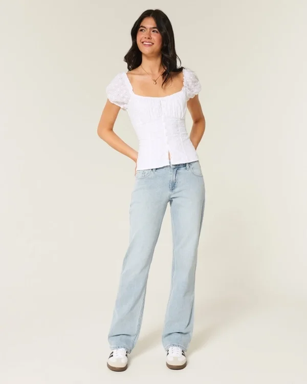 Low-Rise Light Wash Relaxed Straight Jeans Low-Rise Light Wash Relaxed Straight Jeans