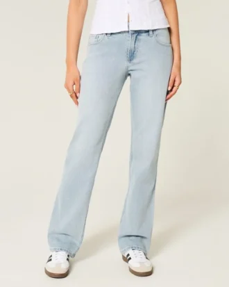 Low-Rise Light Wash Relaxed Straight Jeans