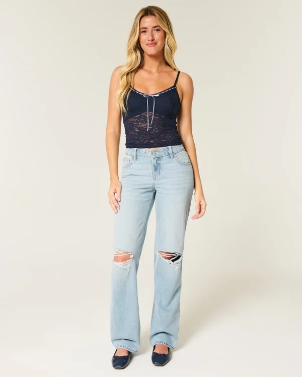 Low-Rise Light Wash Ripped Loose Jeans Low-Rise Light Wash Ripped Loose Jeans