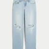 Low-Rise Light Wash Ripped Loose Jeans Low-Rise Light Wash Ripped Loose Jeans