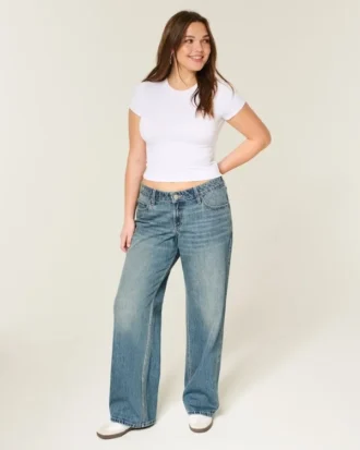Low-Rise Medium Wash Baggy Jeans