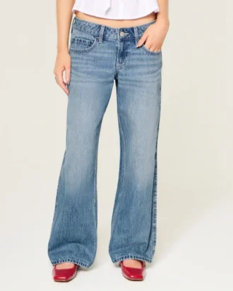 Low-Rise Medium Wash Baggy Jeans