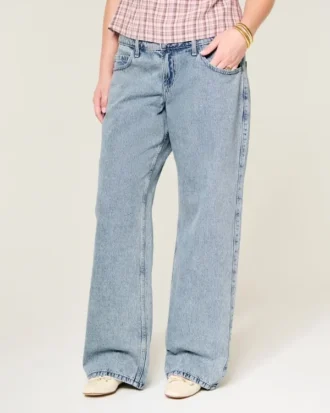 Low-Rise Medium Wash Baggy Jeans