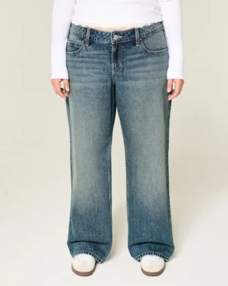 Low-Rise Medium Wash Baggy Jeans