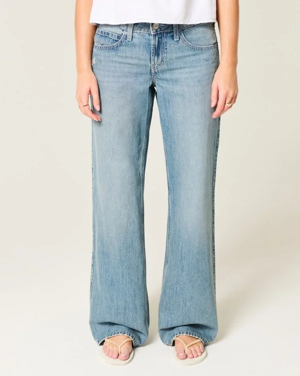 Low-Rise Medium Wash Butterfly Graphic Baggy Jeans Low-Rise Medium Wash Butterfly Graphic Baggy Jeans