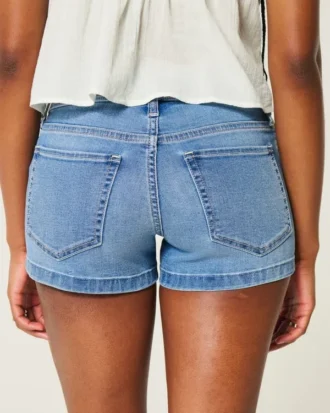 Low-Rise Medium Wash Denim Shortie Shorts