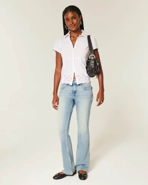 Low-Rise Medium Wash Embroidered Butterfly Bootcut Jeans Low-Rise Medium Wash Embroidered Butterfly Bootcut Jeans