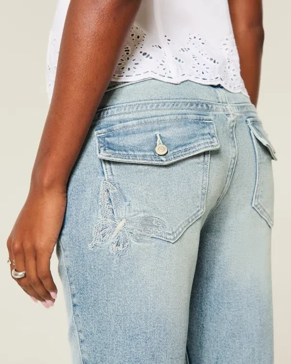 Low-Rise Medium Wash Embroidered Butterfly Bootcut Jeans Low-Rise Medium Wash Embroidered Butterfly Bootcut Jeans