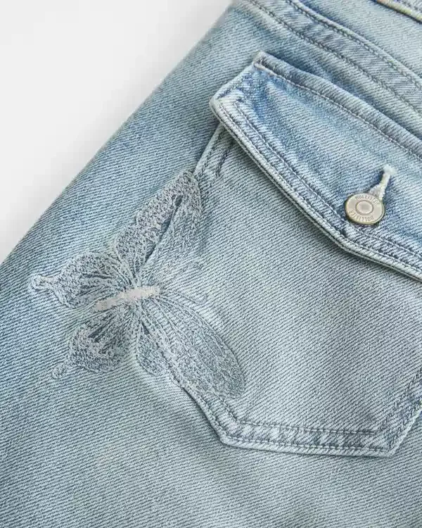 Low-Rise Medium Wash Embroidered Butterfly Bootcut Jeans Low-Rise Medium Wash Embroidered Butterfly Bootcut Jeans