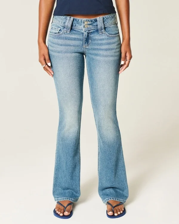 Low-Rise Medium Wash Embroidered Florals Bootcut Jeans Low-Rise Medium Wash Embroidered Florals Bootcut Jeans