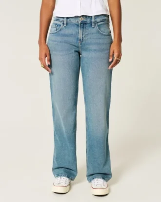 Low-Rise Medium Wash Relaxed Straight Jeans