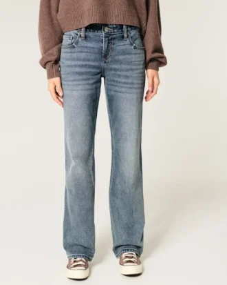 Low-Rise Medium Wash Relaxed Straight Jeans