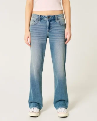 Low-Rise Medium Wash Relaxed Straight Jeans