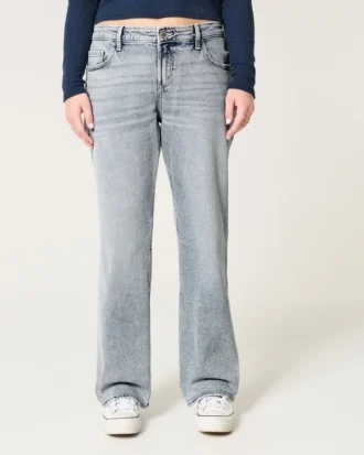 Low-Rise Medium Wash Relaxed Straight Jeans