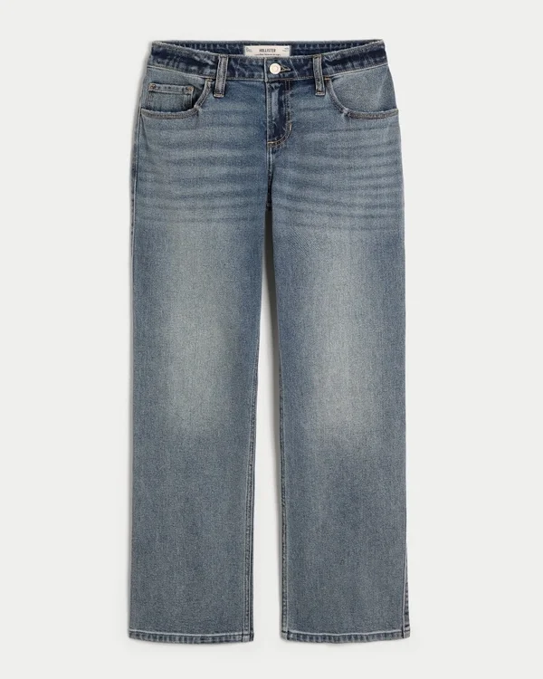 Low-Rise Medium Wash Relaxed Straight Jeans Low-Rise Medium Wash Relaxed Straight Jeans
