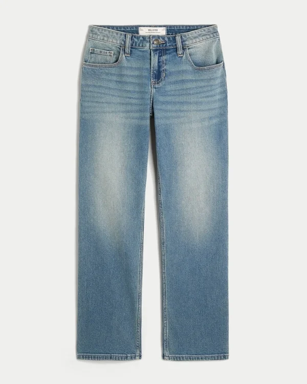 Low-Rise Medium Wash Relaxed Straight Jeans Low-Rise Medium Wash Relaxed Straight Jeans