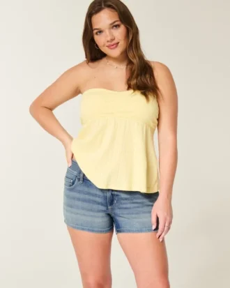 Low-Rise Medium Wash Shortie Shorts