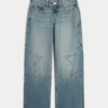 Low-Rise Medium Wash Star Graphic Baggy Jeans Low-Rise Medium Wash Star Graphic Baggy Jeans