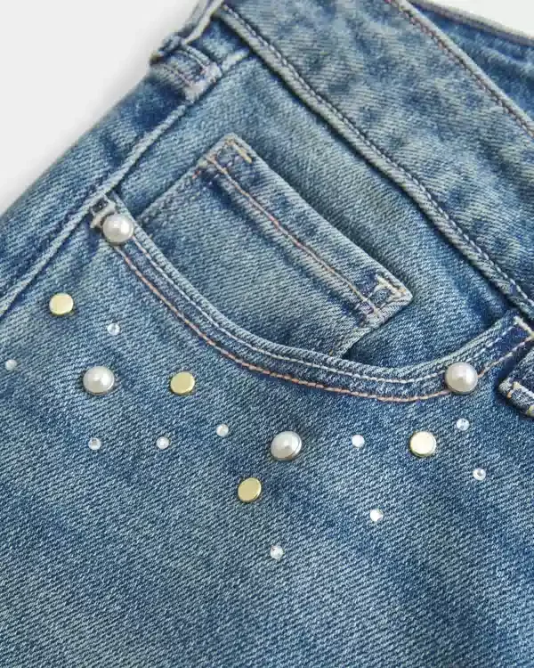 Low-Rise Medium Wash Studded Bootcut Jeans Low-Rise Medium Wash Studded Bootcut Jeans