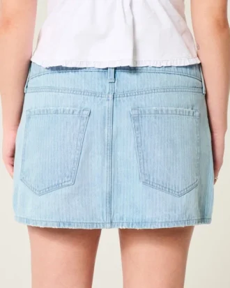 Low-Rise Railroad Stripe Denim Mini Skort