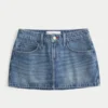 Low-Rise Red Stitch Denim Mini Skort Low-Rise Red Stitch Denim Mini Skort