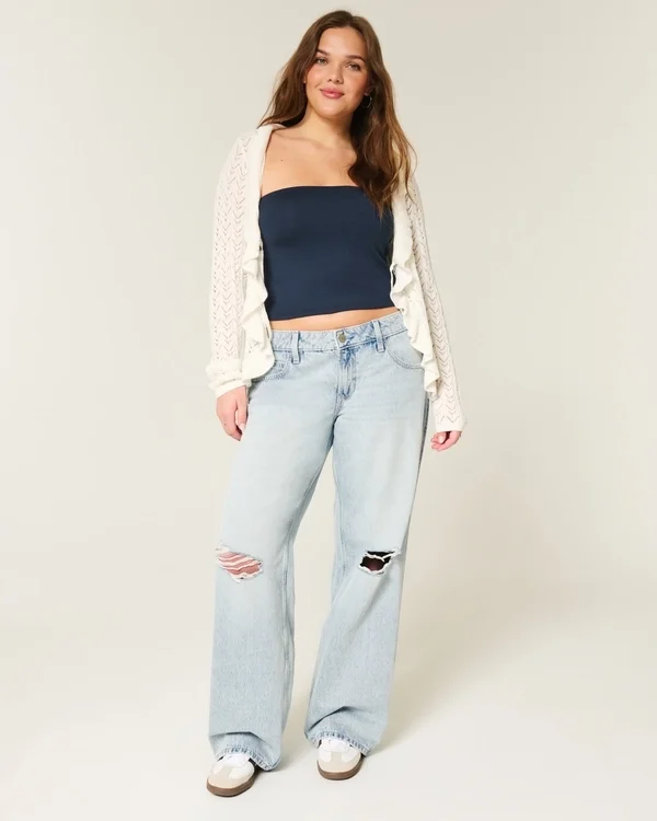 Low-Rise Ripped Light Wash Baggy Jeans Low-Rise Ripped Light Wash Baggy Jeans