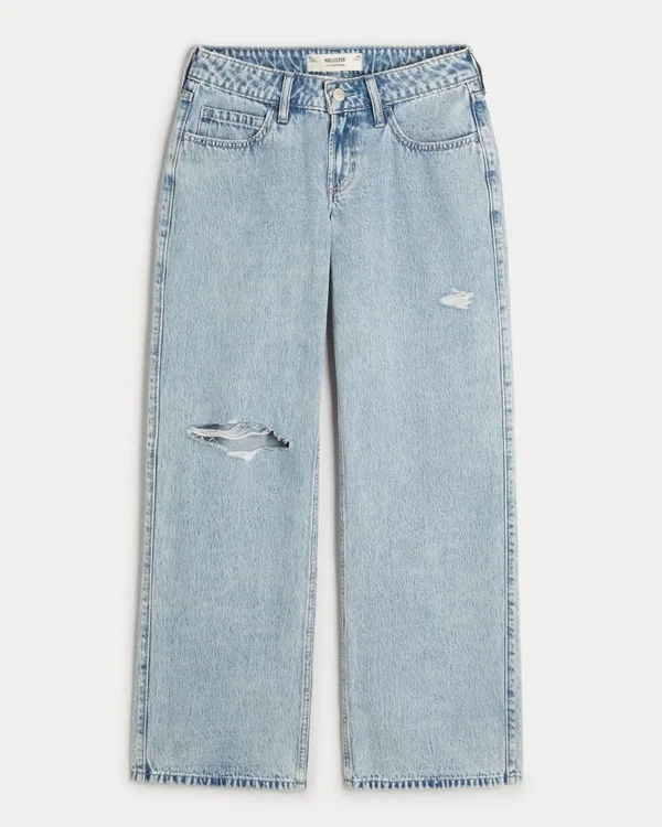 Low-Rise Ripped Light Wash Baggy Jeans Low-Rise Ripped Light Wash Baggy Jeans