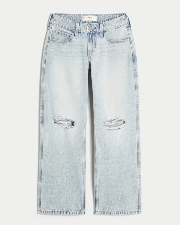 Low-Rise Ripped Light Wash Baggy Jeans Low-Rise Ripped Light Wash Baggy Jeans