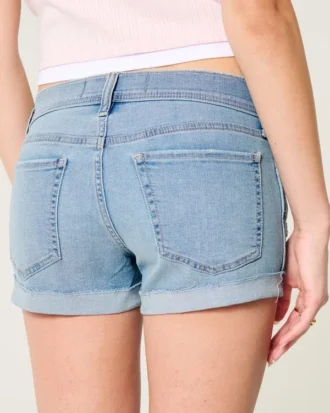 Low-Rise Ripped Light Wash Denim Shortie Shorts
