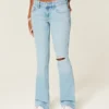 Low-Rise Ripped Light Wash Embroidered Bootcut Jeans Low-Rise Ripped Light Wash Embroidered Bootcut Jeans