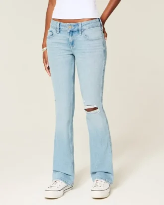 Low-Rise Ripped Light Wash Embroidered Bootcut Jeans Low-Rise Ripped Light Wash Embroidered Bootcut Jeans