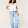 Low-Rise Ripped Light Wash Relaxed Straight Jeans Low-Rise Ripped Light Wash Relaxed Straight Jeans