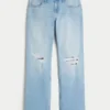 Low-Rise Ripped Light Wash Relaxed Straight Jeans Low-Rise Ripped Light Wash Relaxed Straight Jeans