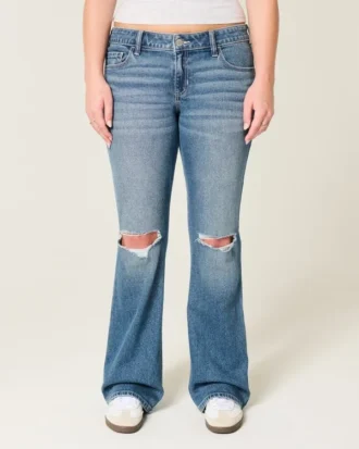 Low-Rise Ripped Medium Wash Bootcut Jeans Low-Rise Ripped Medium Wash Bootcut Jeans