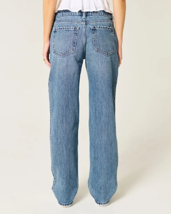 Low-Rise Ripped Medium Wash Loose Jeans Low-Rise Ripped Medium Wash Loose Jeans