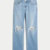 Low-Rise Ripped Medium Wash Relaxed Straight Jeans Low-Rise Ripped Medium Wash Relaxed Straight Jeans