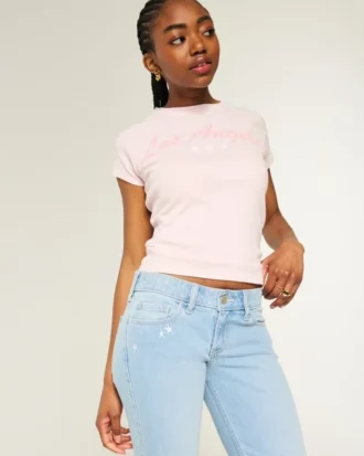 Low-Rise Star Embroidery Bootcut Jeans Low-Rise Star Embroidery Bootcut Jeans